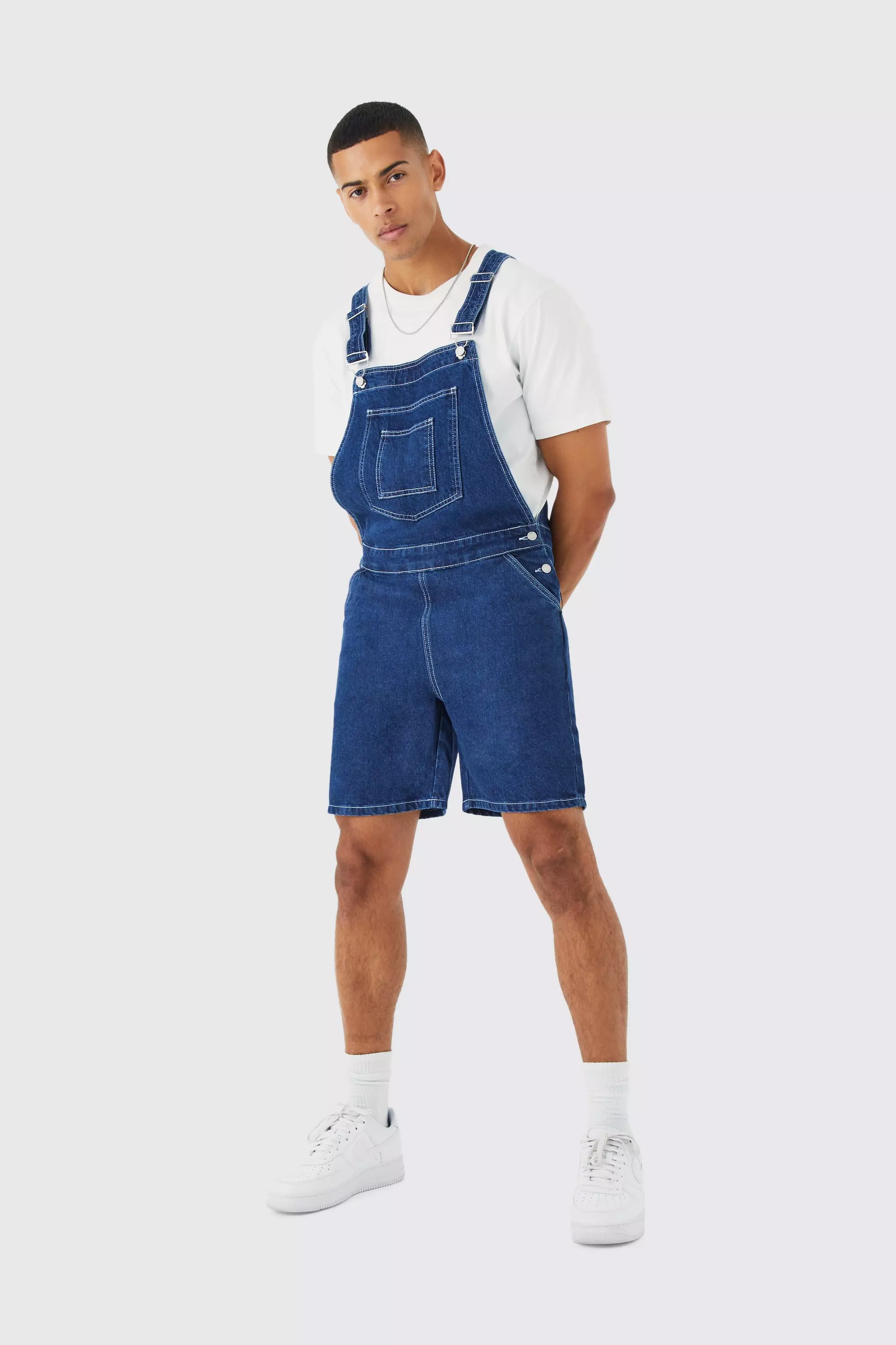 Blue retailer jean short overalls